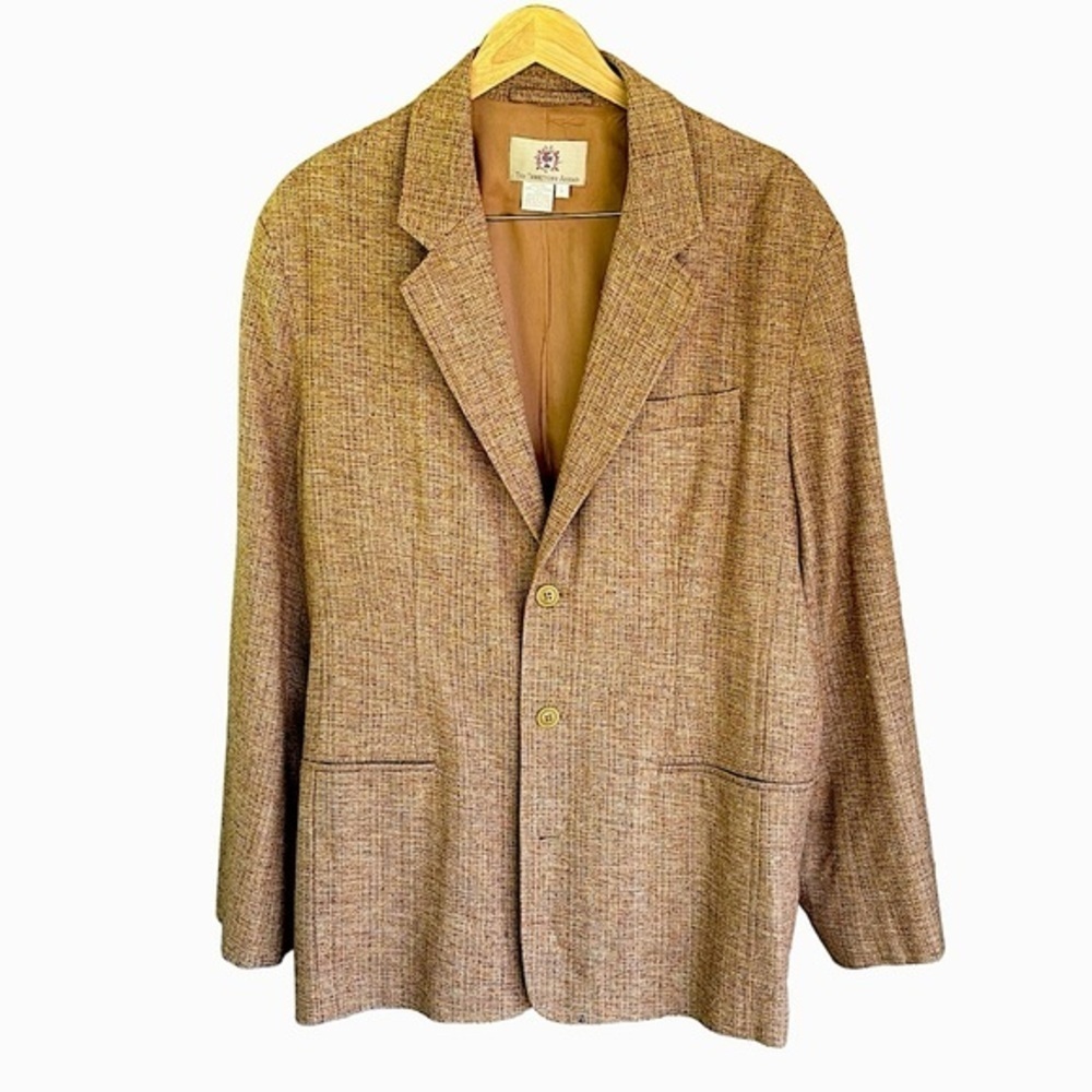 The Territory Ahead Brown & Tan Tweed Sport Coat Size Large Silk Three Button